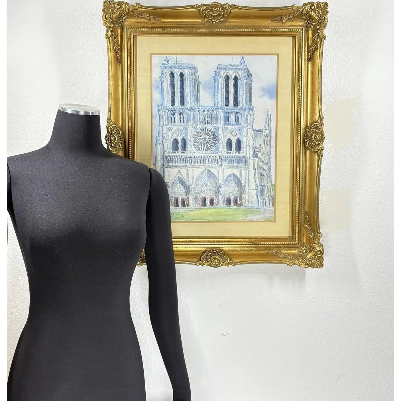 1973 Original Signed Steve LeBailly Mixed Media – "Notre-Dame de Paris"