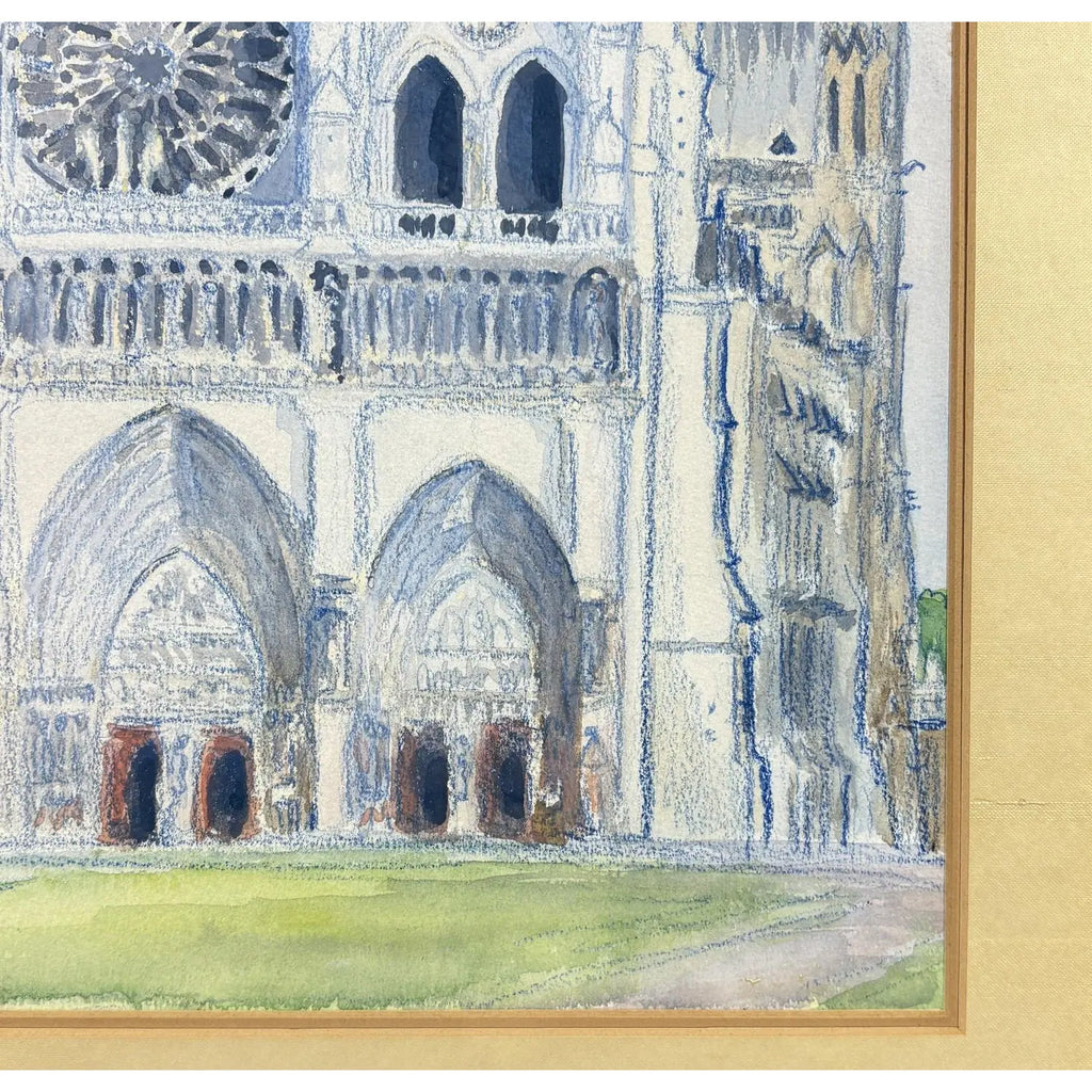 1973 Original Signed Steve LeBailly Mixed Media – "Notre-Dame de Paris"