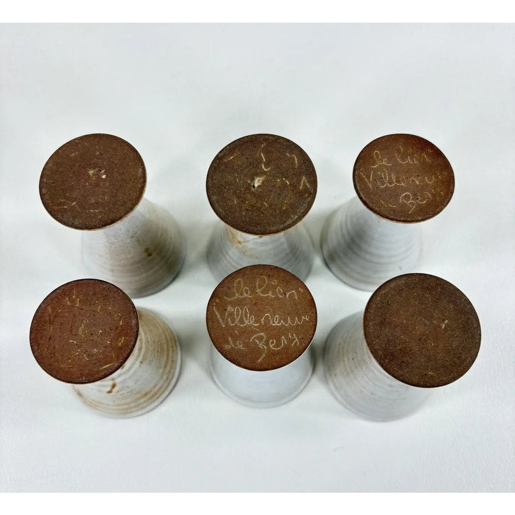 Set of 6 Hand-Thrown French Studio Pottery Egg Cups - Le Lion Villeneuve de Berg
