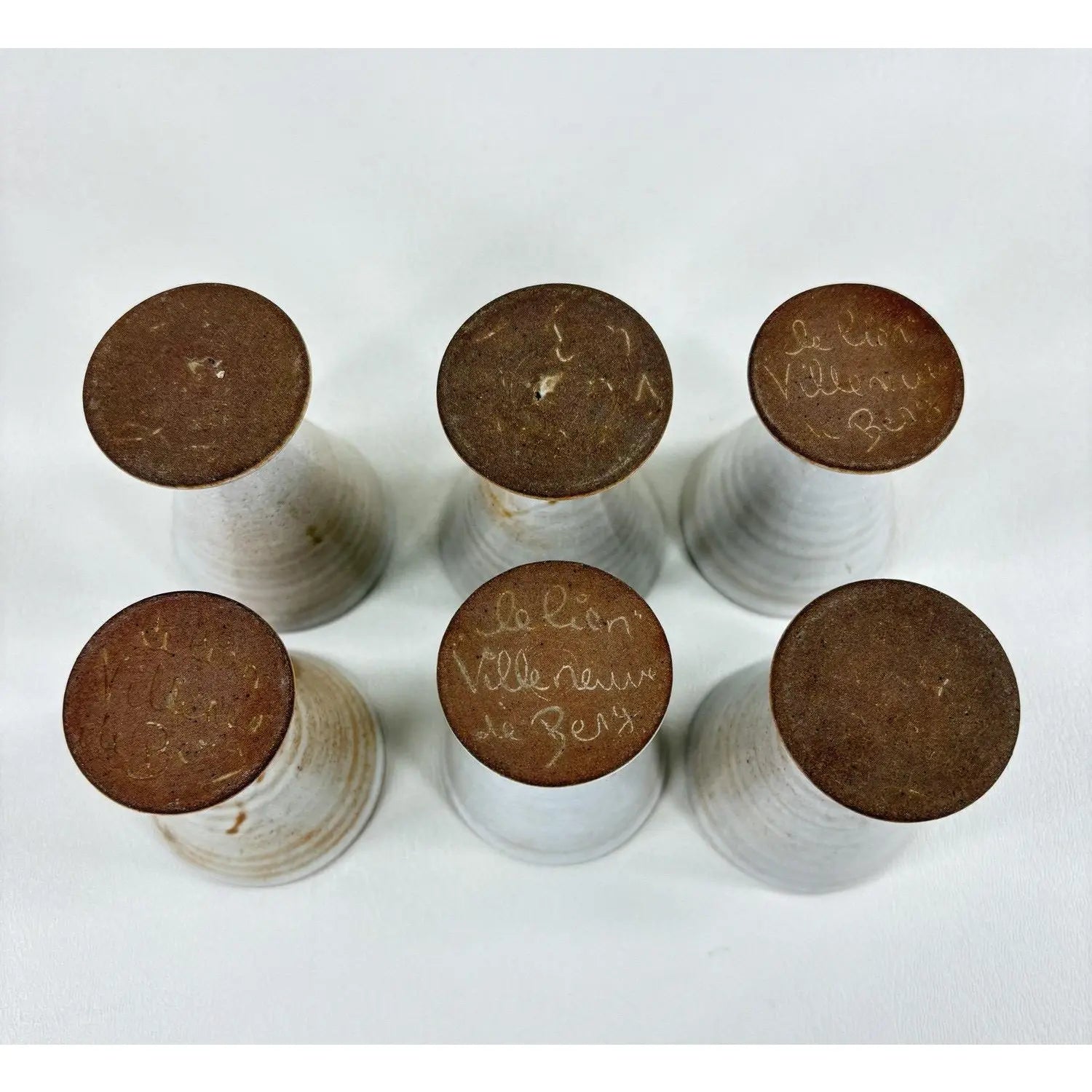 Set of 6 Hand-Thrown French Studio Pottery Egg Cups - Le Lion Villeneuve de Berg