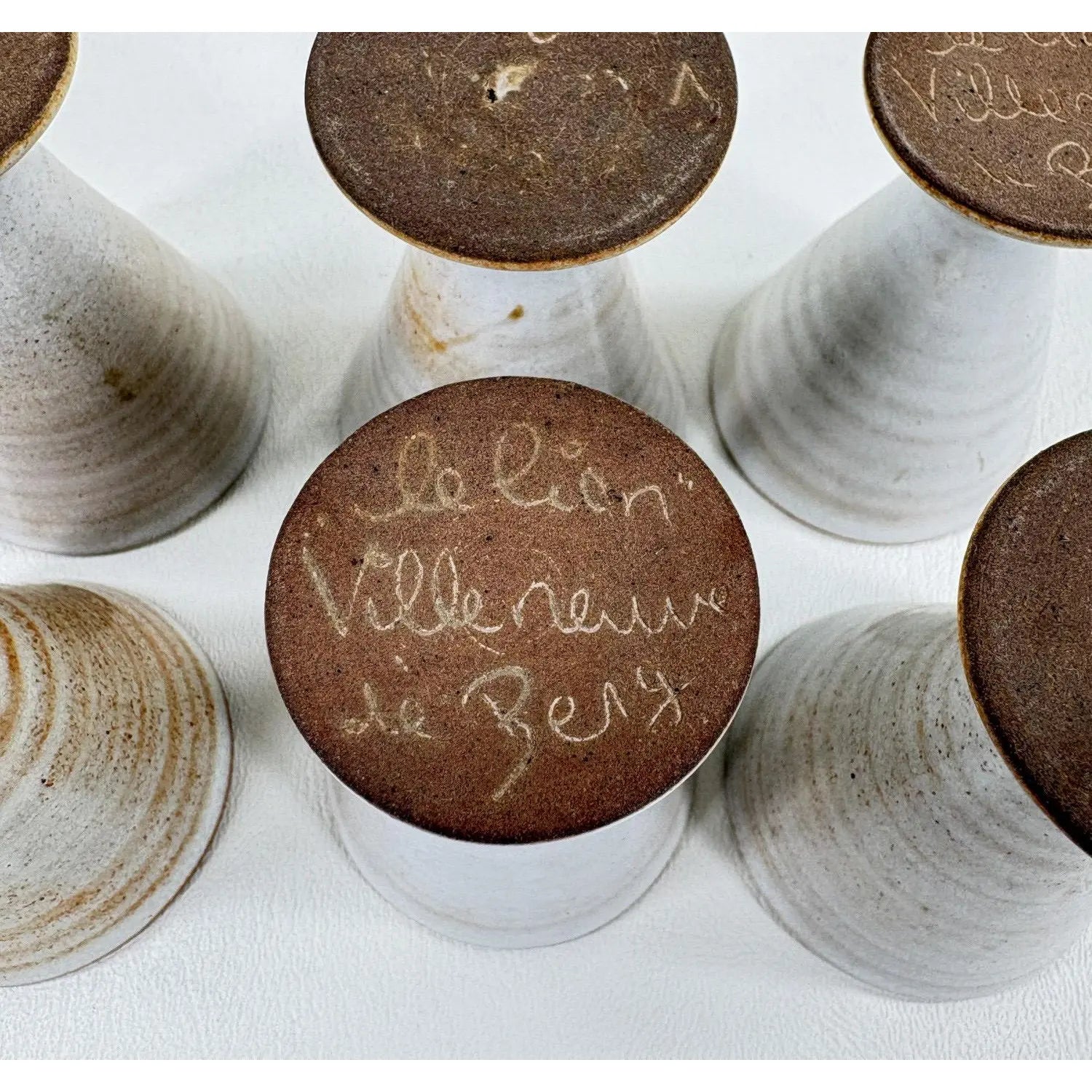 Set of 6 Hand-Thrown French Studio Pottery Egg Cups - Le Lion Villeneuve de Berg