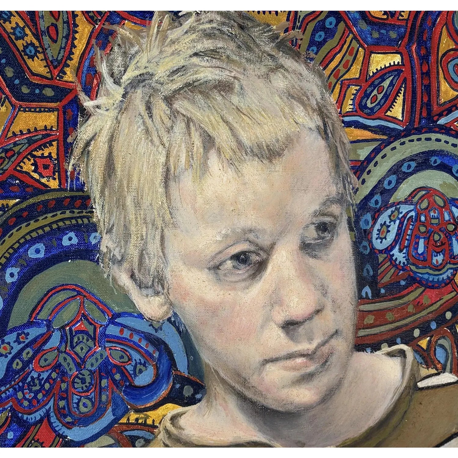 Large Signed Philip Behymer Mid-Century Modern Portrait Museum-Collected Texas Artist 1983