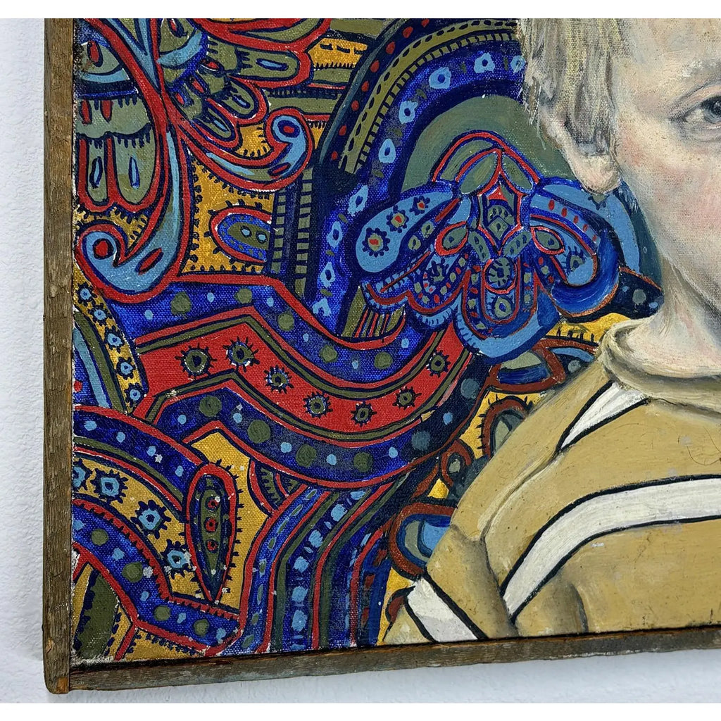 Large Signed Philip Behymer Mid-Century Modern Portrait Museum-Collected Texas Artist 1983
