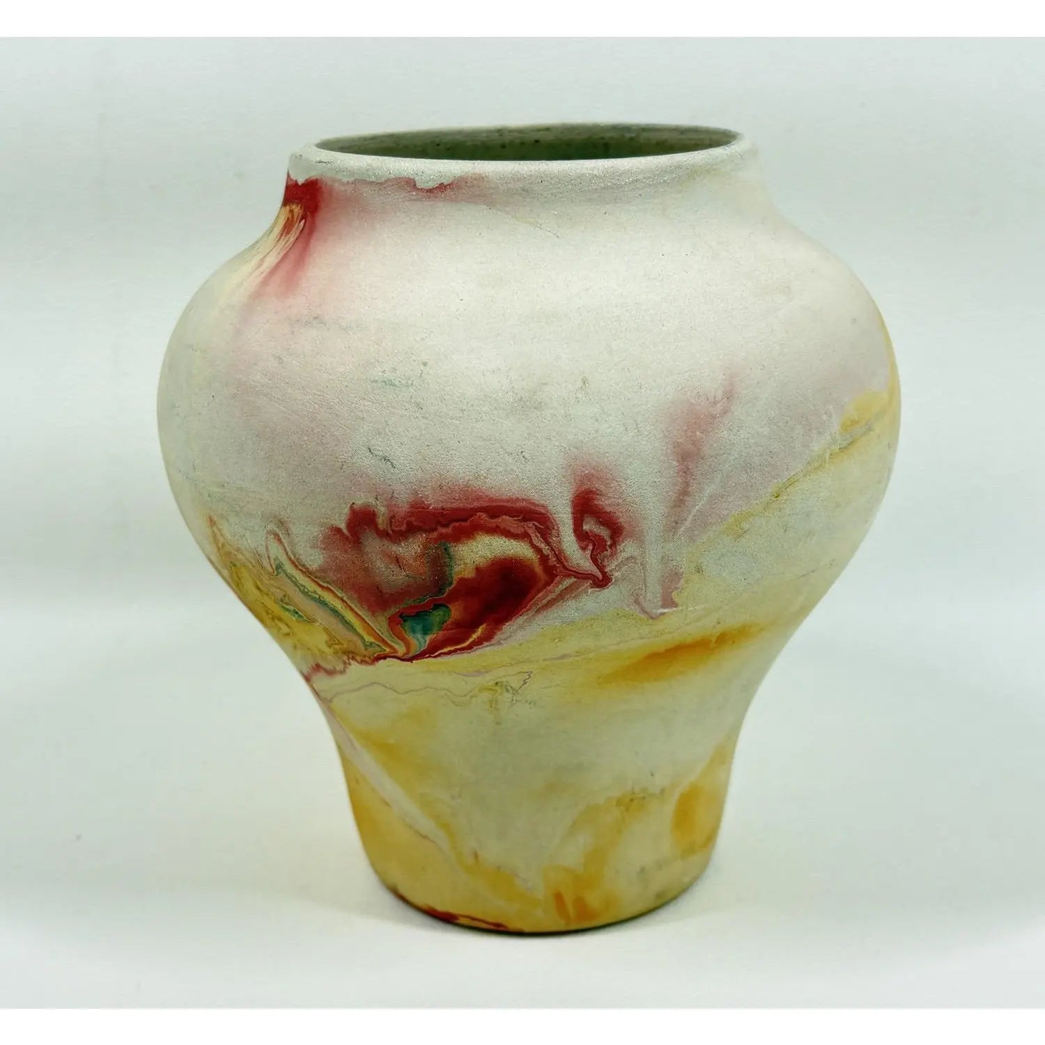 Mid-Century Nemadji Marbled Art Pottery Vase – 5.5" Hand-Dipped Swirl