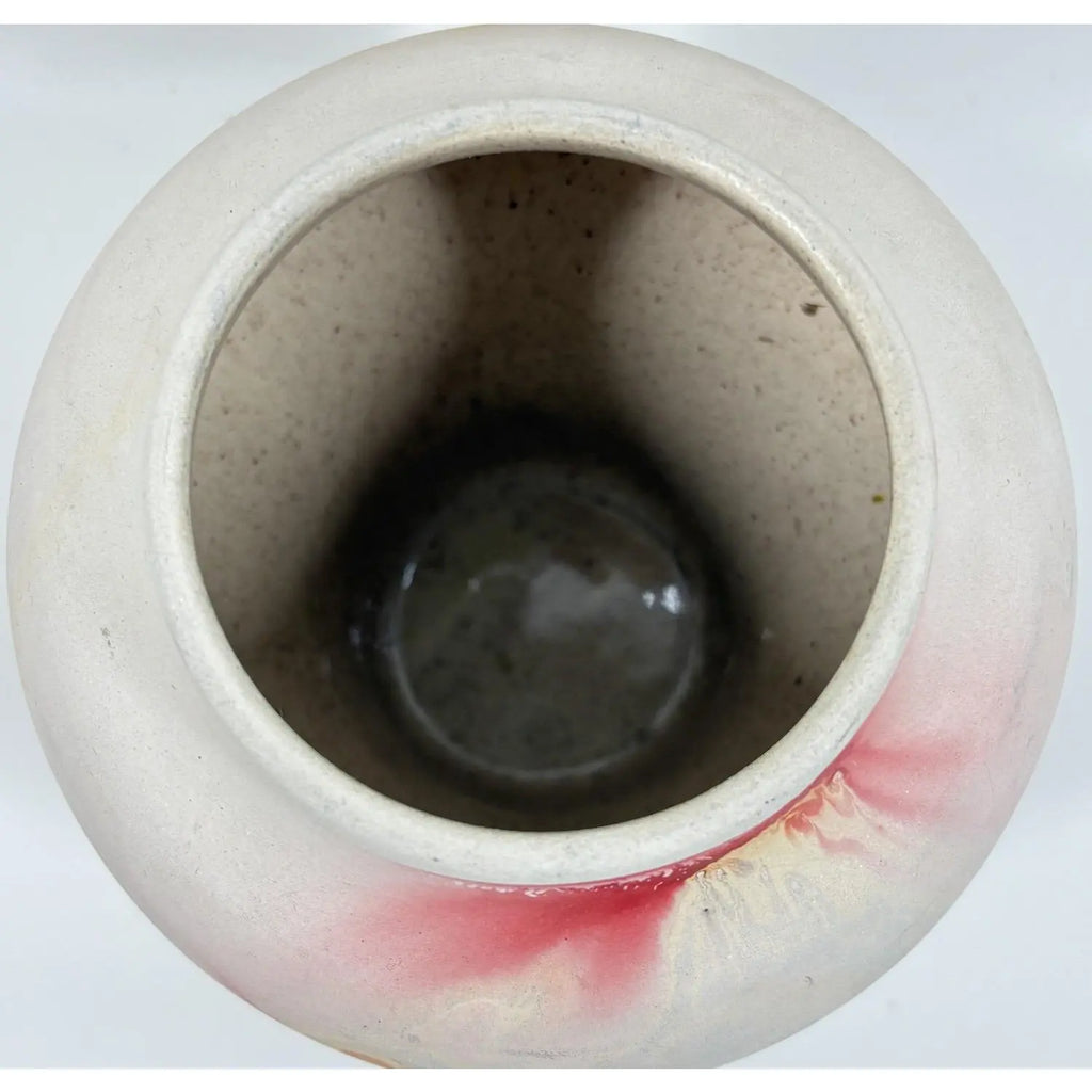 Mid-Century Nemadji Marbled Art Pottery Vase – 5.5" Hand-Dipped Swirl