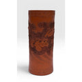 Large Antique Japanese Tokoname Meiji Period Moriage Dragon Cylinder Vase