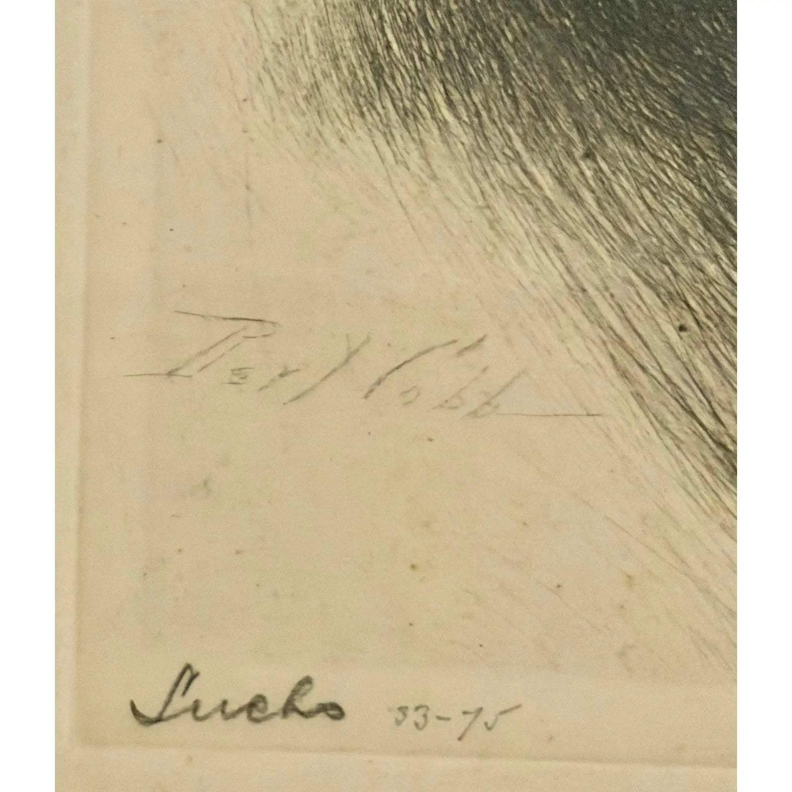 Limited Edition Bert Cobb Signed Drypoint Etching German Shepherd Luchs 33 Of 75