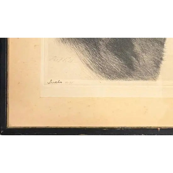 Limited Edition Bert Cobb Signed Drypoint Etching German Shepherd Luchs 33 Of 75