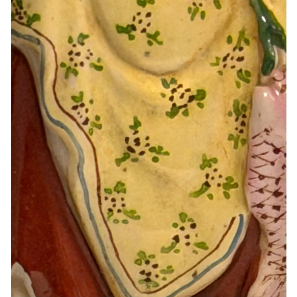 Vintage Chinese Famille Rose Fisherman Lamp Hand-Painted Porcelain Undrilled Figurine