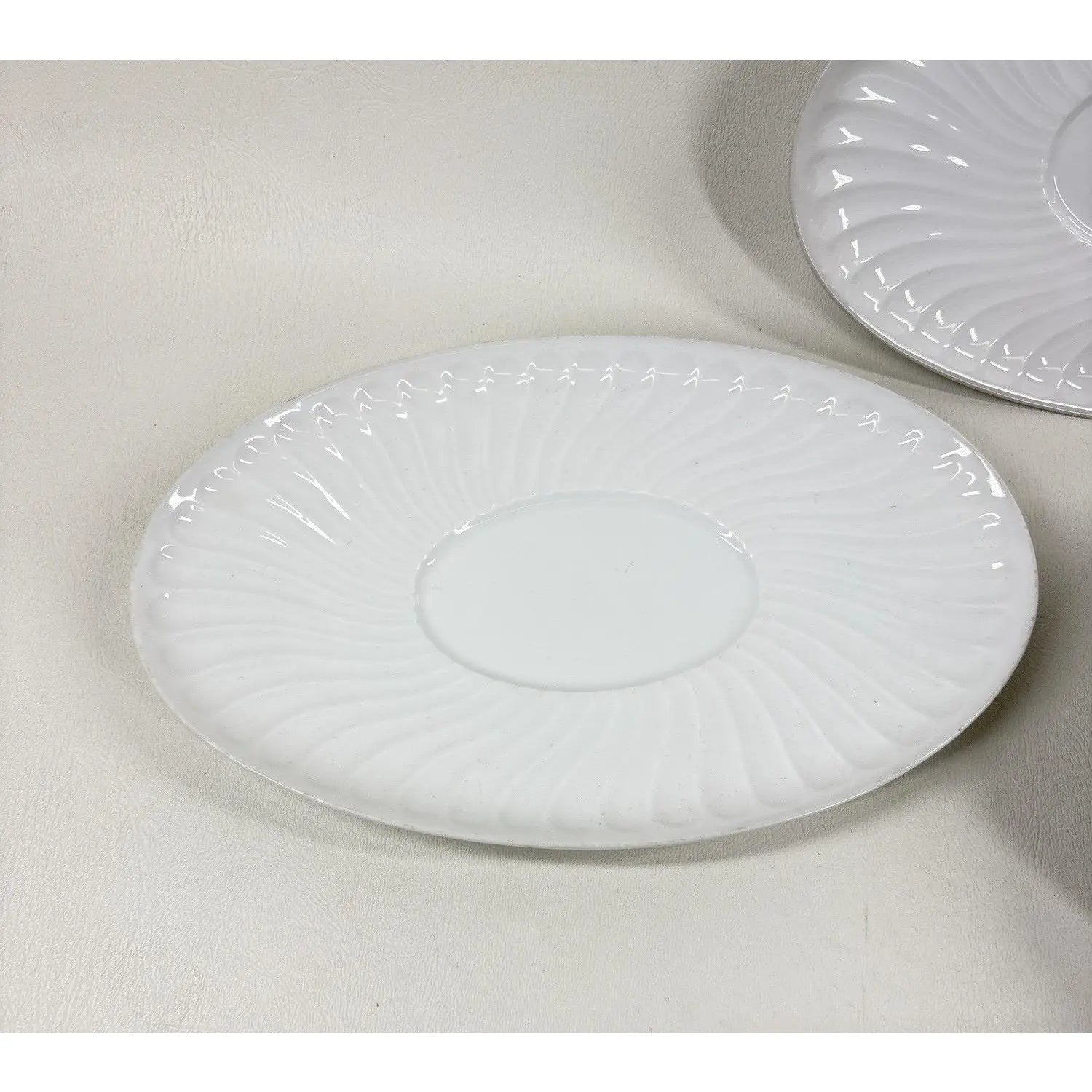 Vintage Vista Alegre Portugal "Sagres" White Swirl Gravy Boat & Saucer Set - 8 Pieces