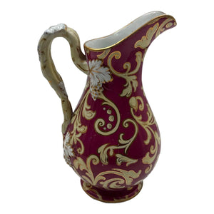 Antique 19th Century European Porcelain Pitcher - Cranberry Red & Gilt