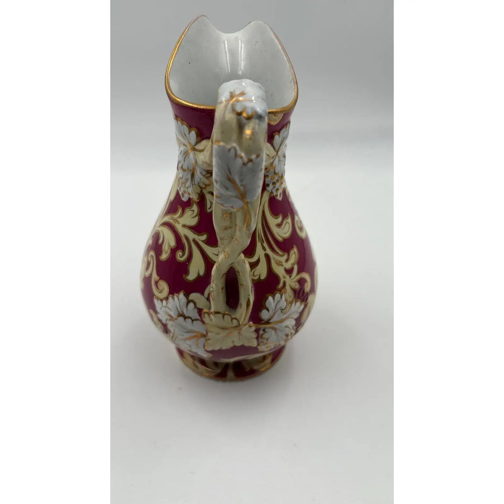 Antique 19th Century European Porcelain Pitcher - Cranberry Red & Gilt