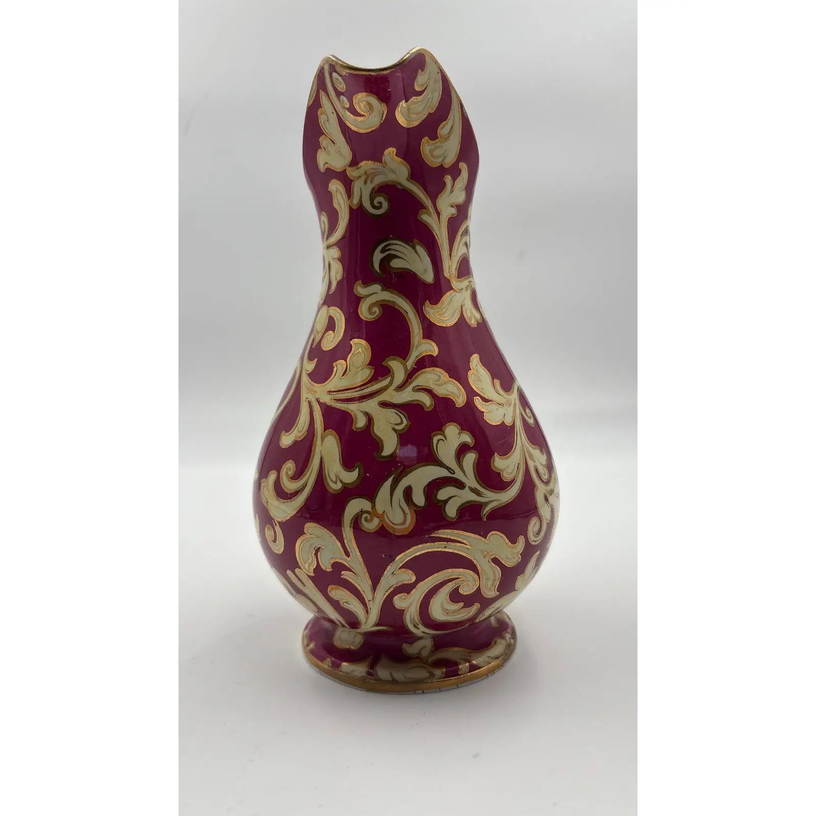 Antique 19th Century European Porcelain Pitcher - Cranberry Red & Gilt