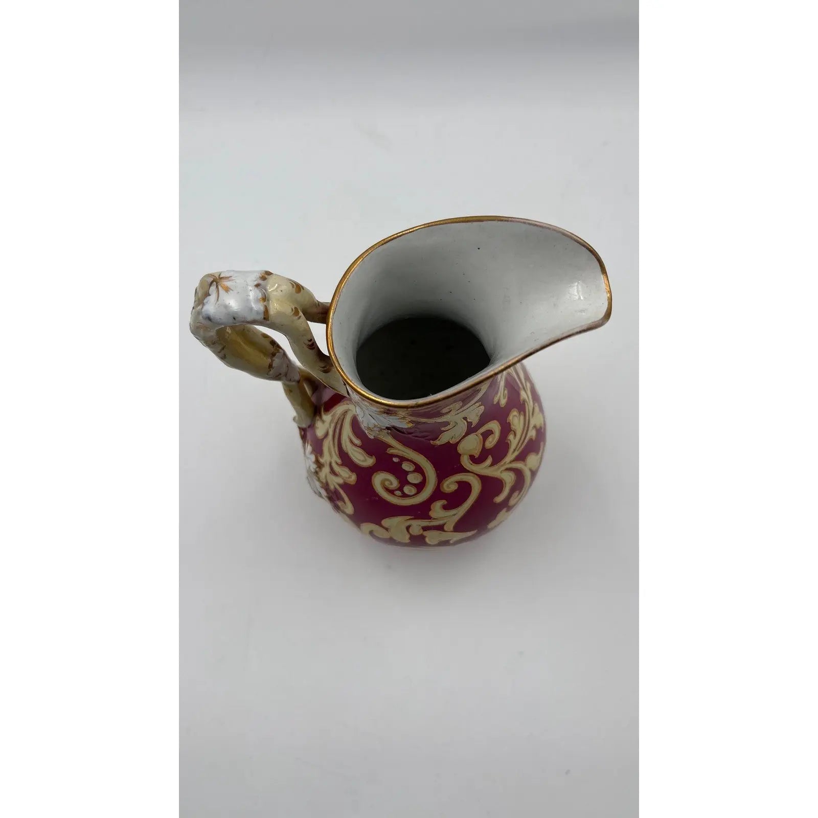 Antique 19th Century European Porcelain Pitcher - Cranberry Red & Gilt
