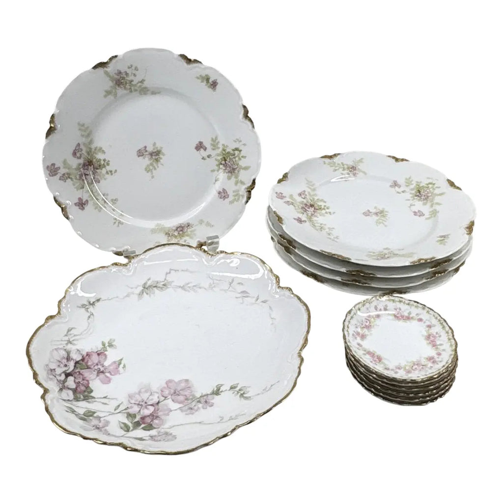 12-Piece Antique Haviland & Elite Works Limoges Mixed Floral Collection