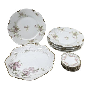 12-Piece Antique Haviland & Elite Works Limoges Mixed Floral Collection