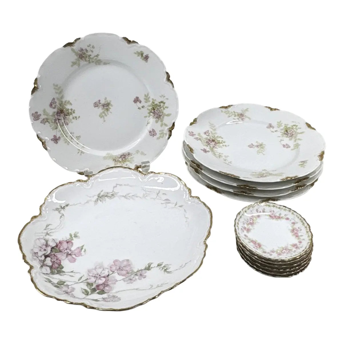 12-Piece Antique Haviland & Elite Works Limoges Mixed Floral Collection