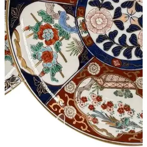 Pair of Vintage Japanese "Gold Imari" Hand-Painted Rickshaw Chargers, 11"