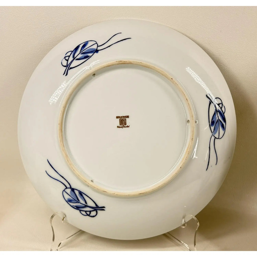Pair of Vintage Japanese "Gold Imari" Hand-Painted Rickshaw Chargers, 11"