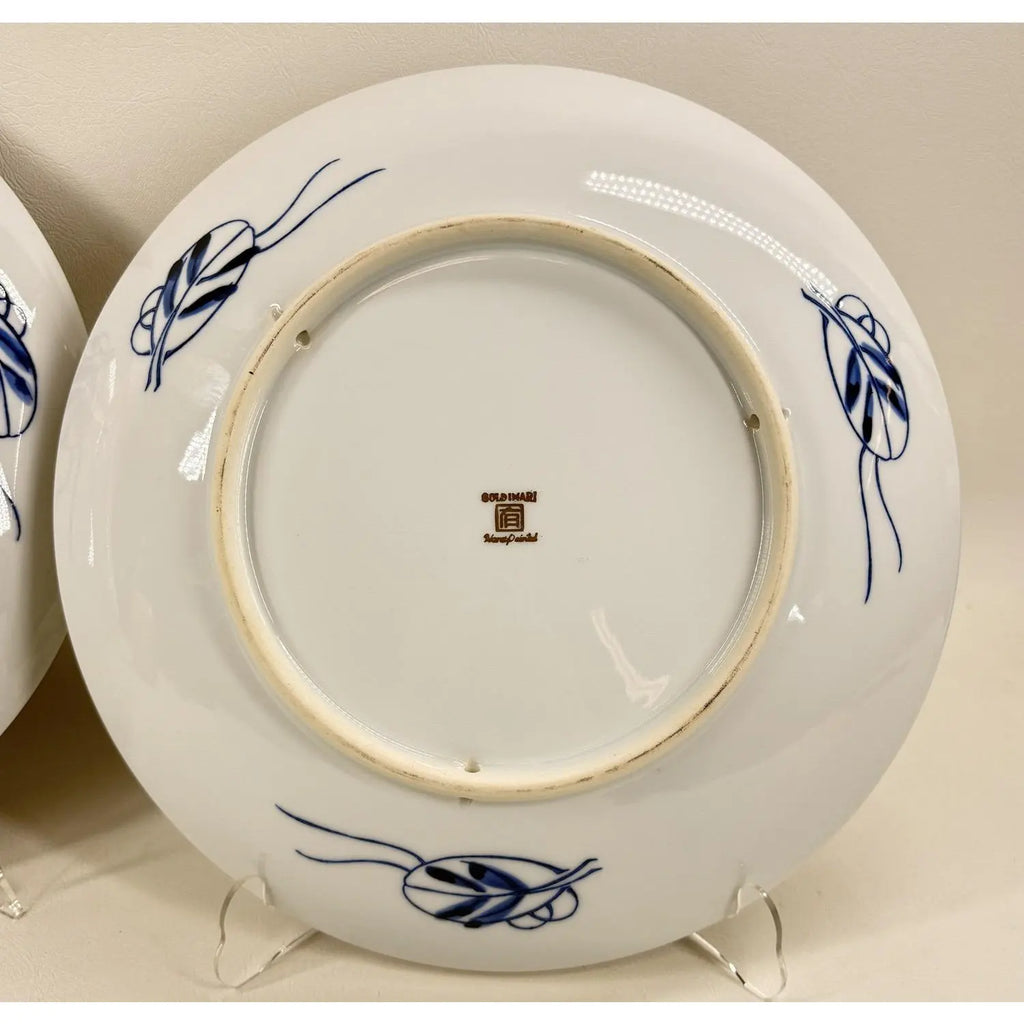 Pair of Vintage Japanese "Gold Imari" Hand-Painted Rickshaw Chargers, 11"