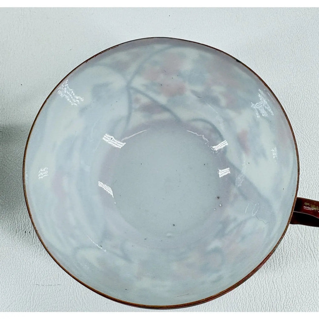 Pair of Antique Japanese Kutani Eggshell Porcelain Cups & Saucers