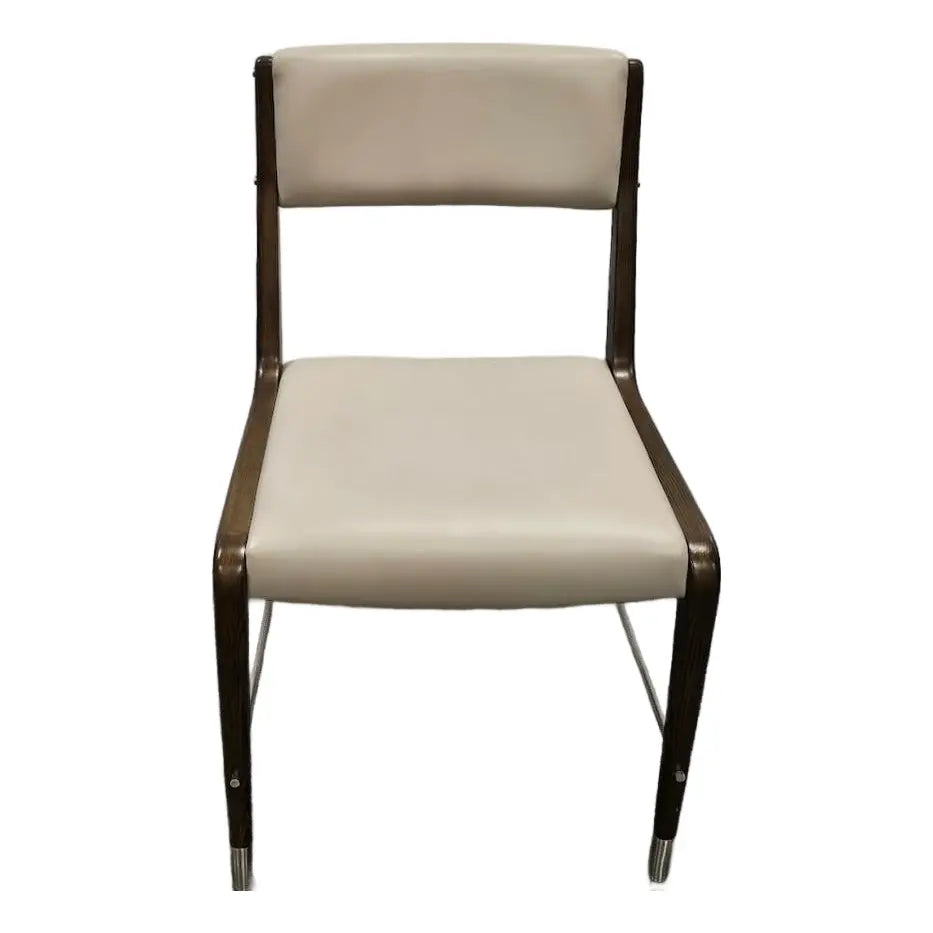 Interlude Home Tate Mid-Century Modern Sculptural Walnut and Cream Latte Dining Chair