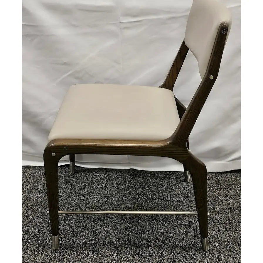 Interlude Home Tate Mid-Century Modern Sculptural Walnut and Cream Latte Dining Chair