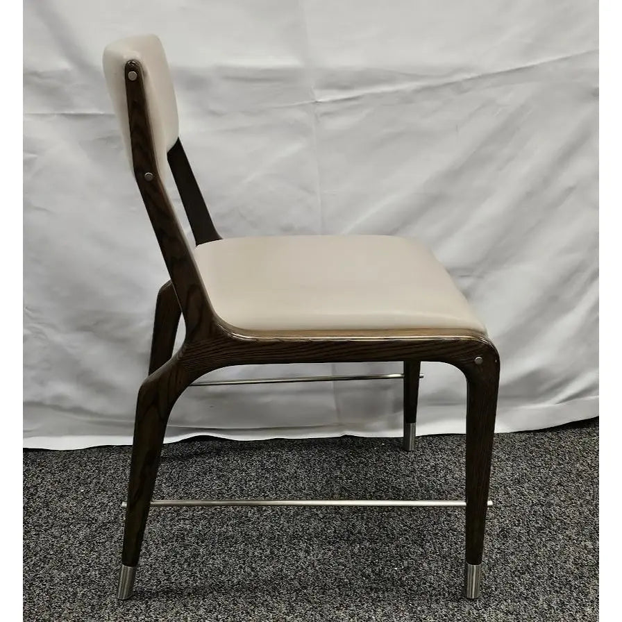 Interlude Home Tate Mid-Century Modern Sculptural Walnut and Cream Latte Dining Chair