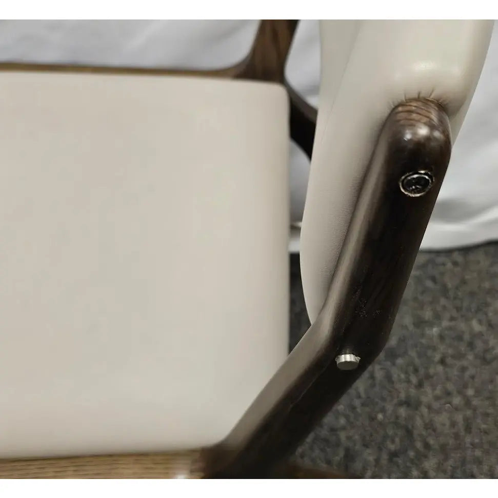 Interlude Home Tate Mid-Century Modern Sculptural Walnut and Cream Latte Dining Chair