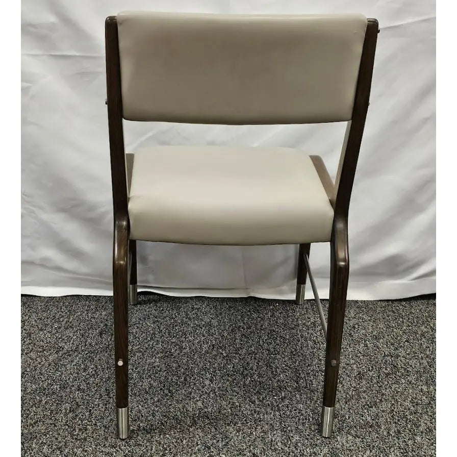 Interlude Home Tate Mid-Century Modern Sculptural Walnut and Cream Latte Dining Chair
