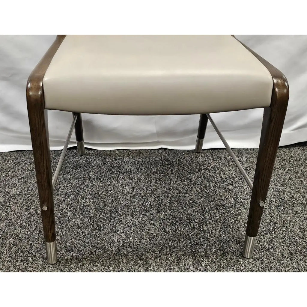 Interlude Home Tate Mid-Century Modern Sculptural Walnut and Cream Latte Dining Chair