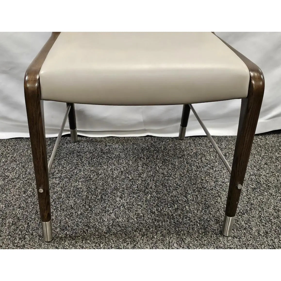 Interlude Home Tate Mid-Century Modern Sculptural Walnut and Cream Latte Dining Chair