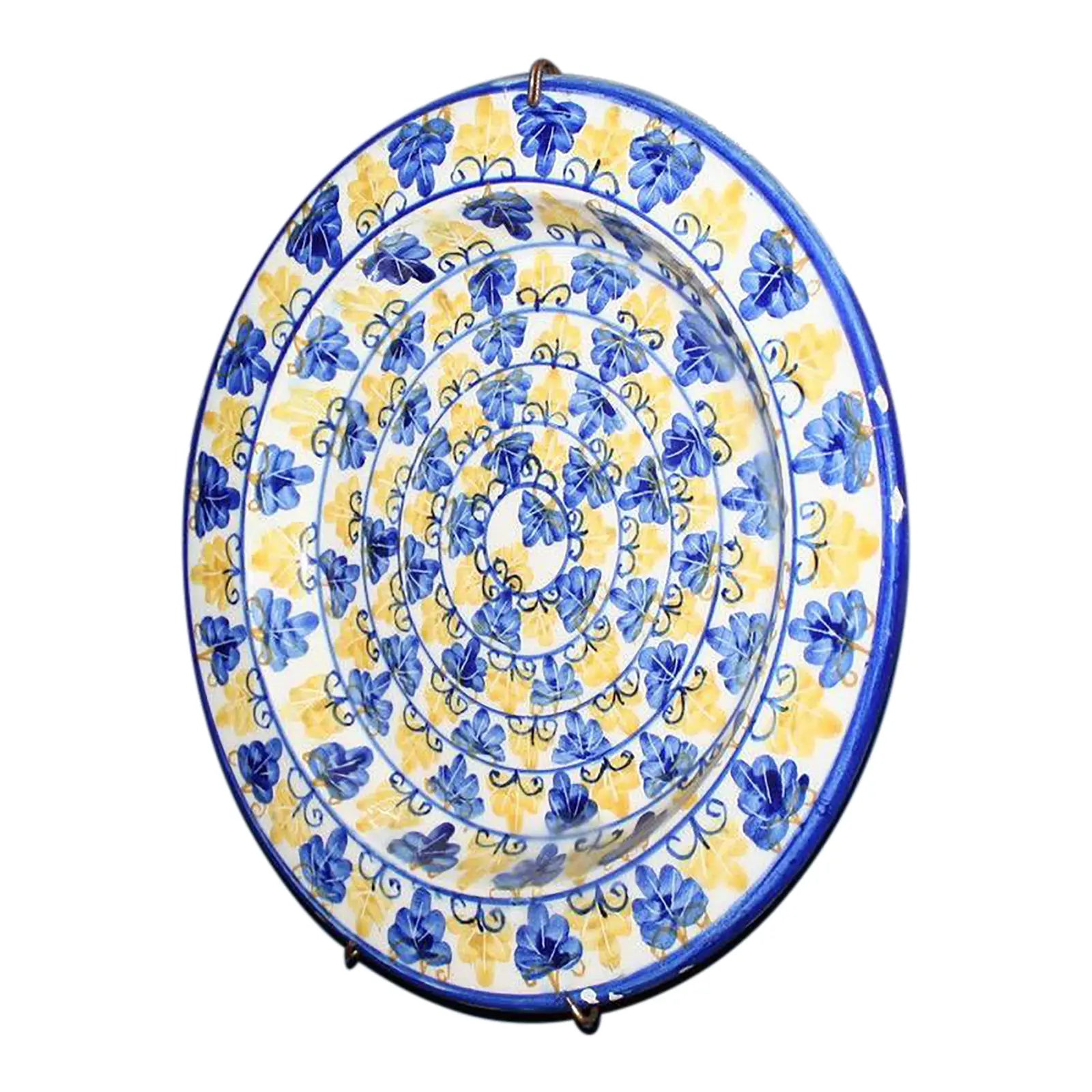 Vintage Hand-Painted Portuguese Ceramic Decorative Wall Plate