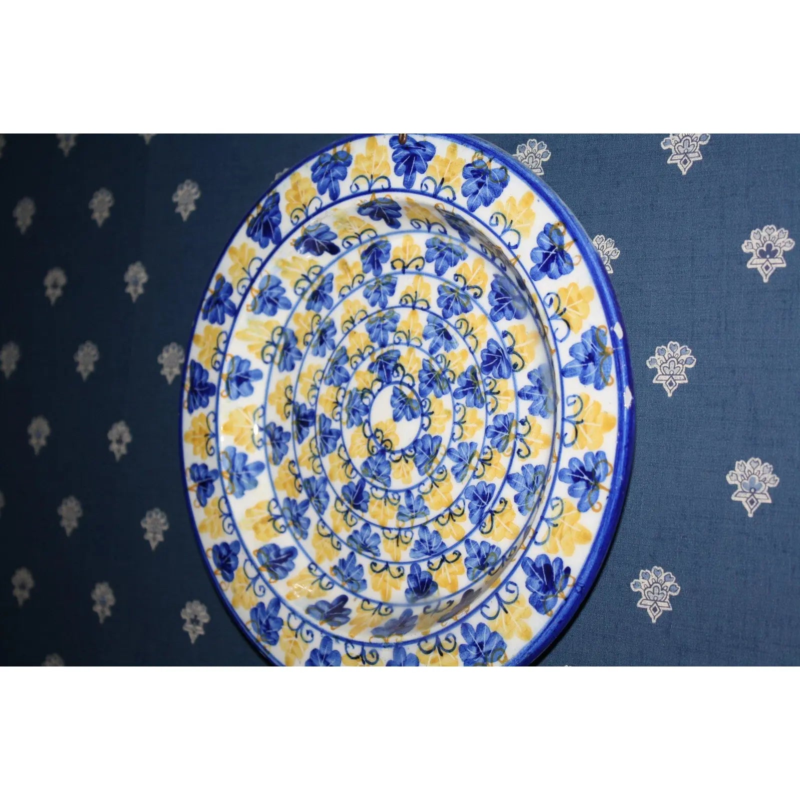 Vintage Hand-Painted Portuguese Ceramic Decorative Wall Plate