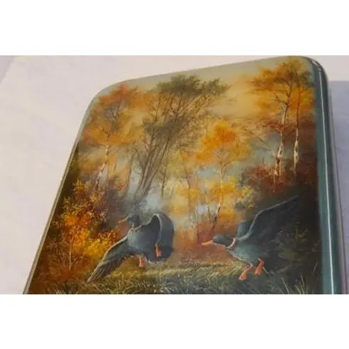 Large Signed "Fedoskino School" Lacquer Box – "In the Marsh" by M. Larina