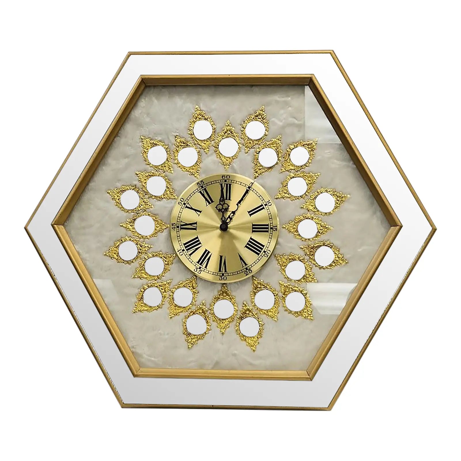 Large 32" Vintage Empire Art Products Hollywood Regency Mirrored Wall Clock