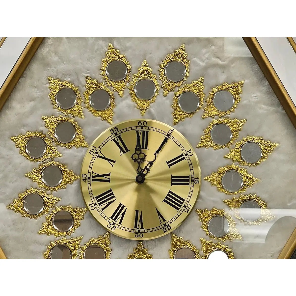 Large 32" Vintage Empire Art Products Hollywood Regency Mirrored Wall Clock