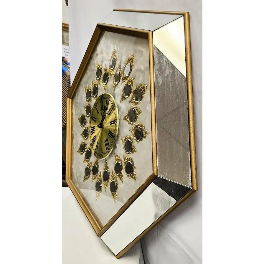 Large 32" Vintage Empire Art Products Hollywood Regency Mirrored Wall Clock