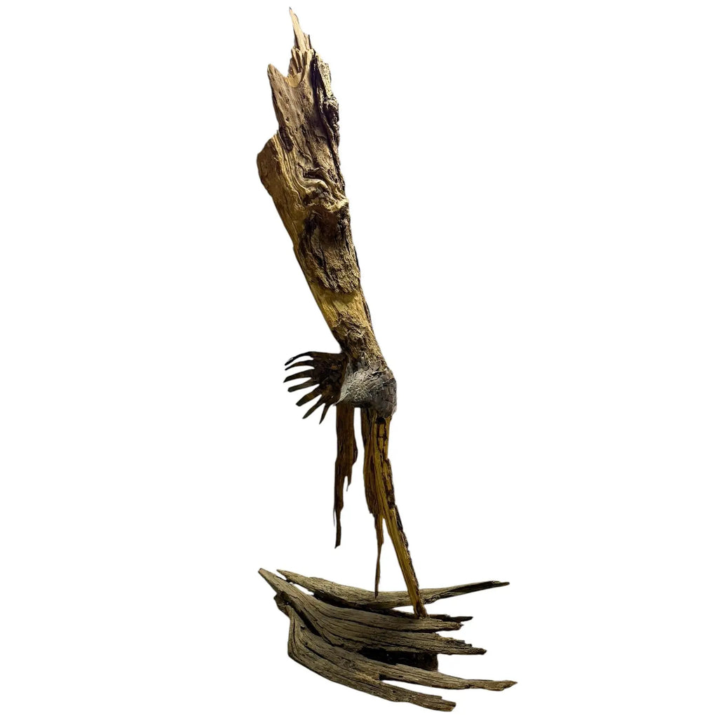 Monumental Lubomir Tomaszewski Signed Wood And Copper Bird Sculpture Seven Feet Tall