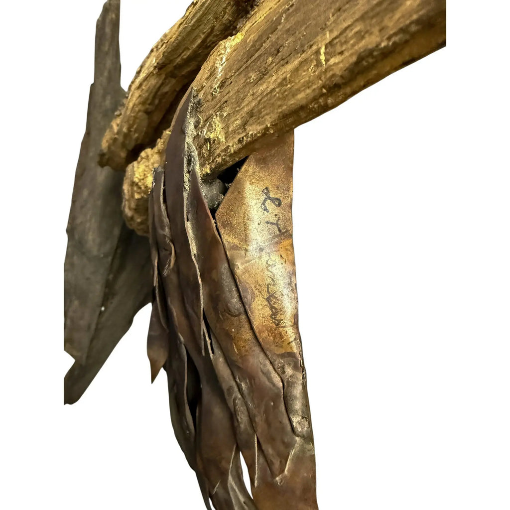 Monumental Lubomir Tomaszewski Signed Wood And Copper Bird Sculpture Seven Feet Tall