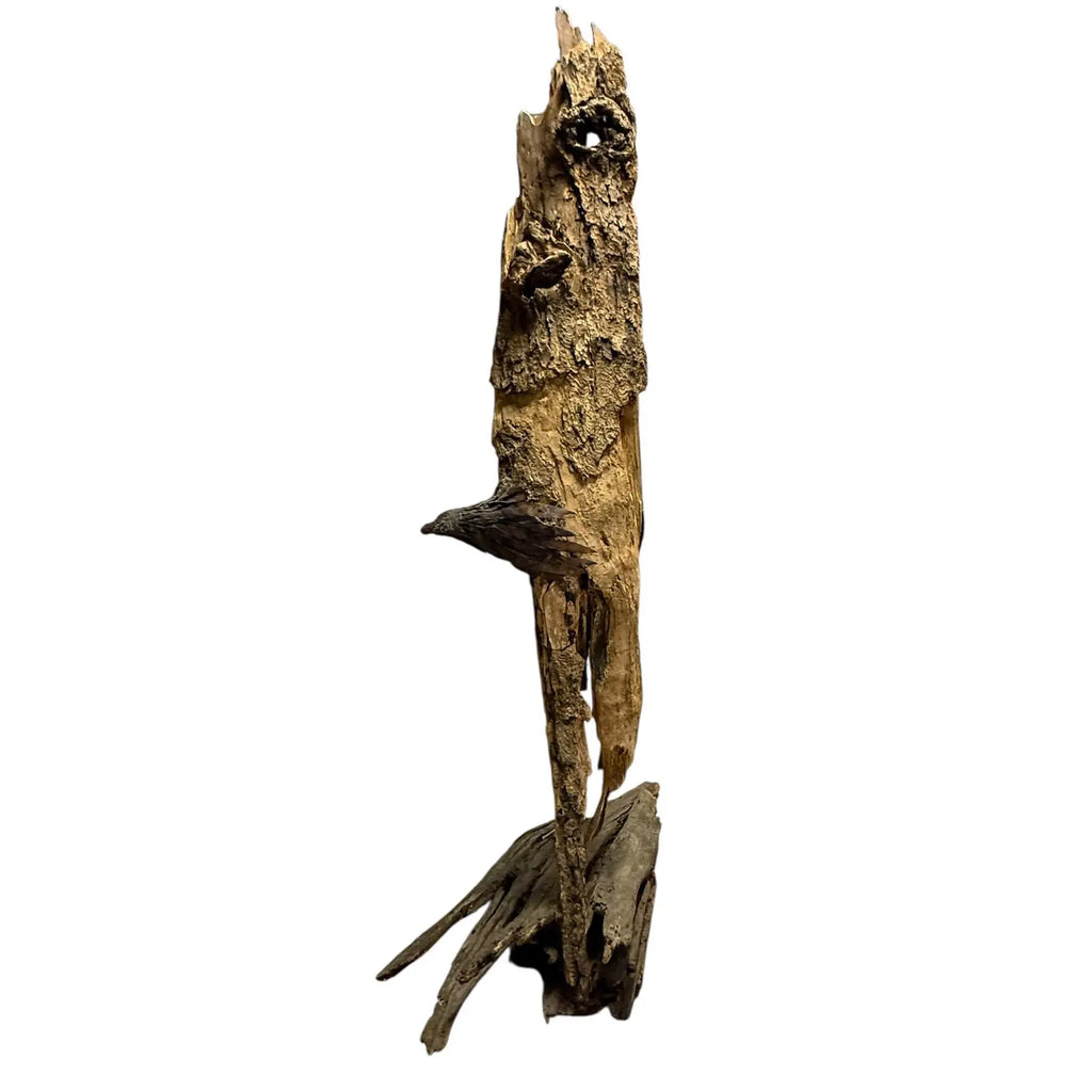 Monumental Lubomir Tomaszewski Signed Wood And Copper Bird Sculpture Seven Feet Tall