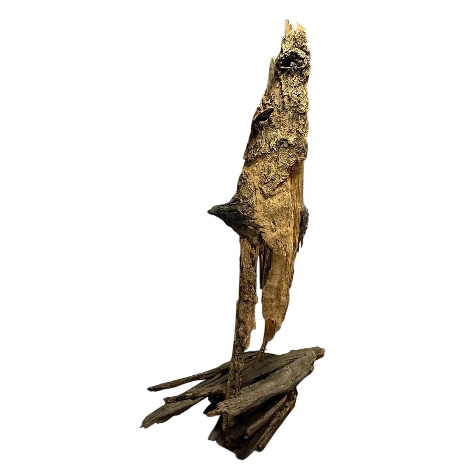 Monumental Lubomir Tomaszewski Signed Wood And Copper Bird Sculpture Seven Feet Tall