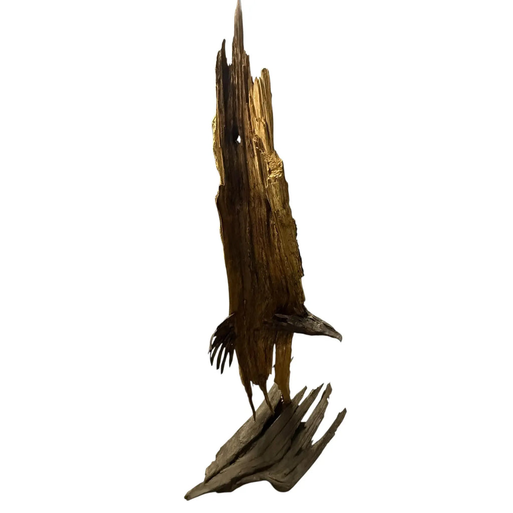 Monumental Lubomir Tomaszewski Signed Wood And Copper Bird Sculpture Seven Feet Tall