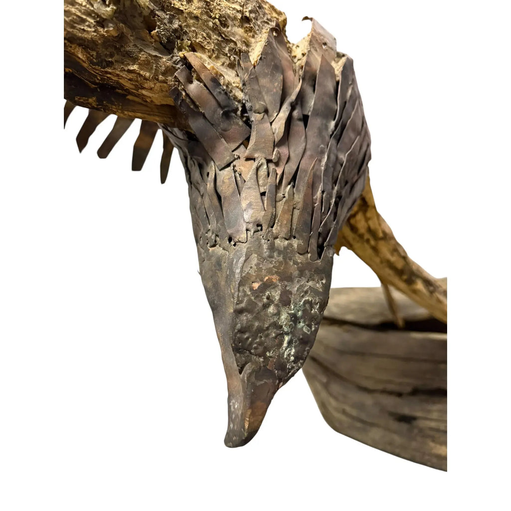 Monumental Lubomir Tomaszewski Signed Wood And Copper Bird Sculpture Seven Feet Tall