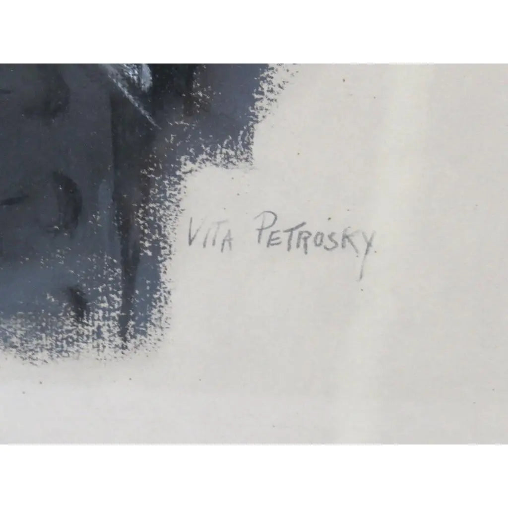 Mid Century Modern Watercolor Portrait By Vita Petrosky Solomon, Signed Original