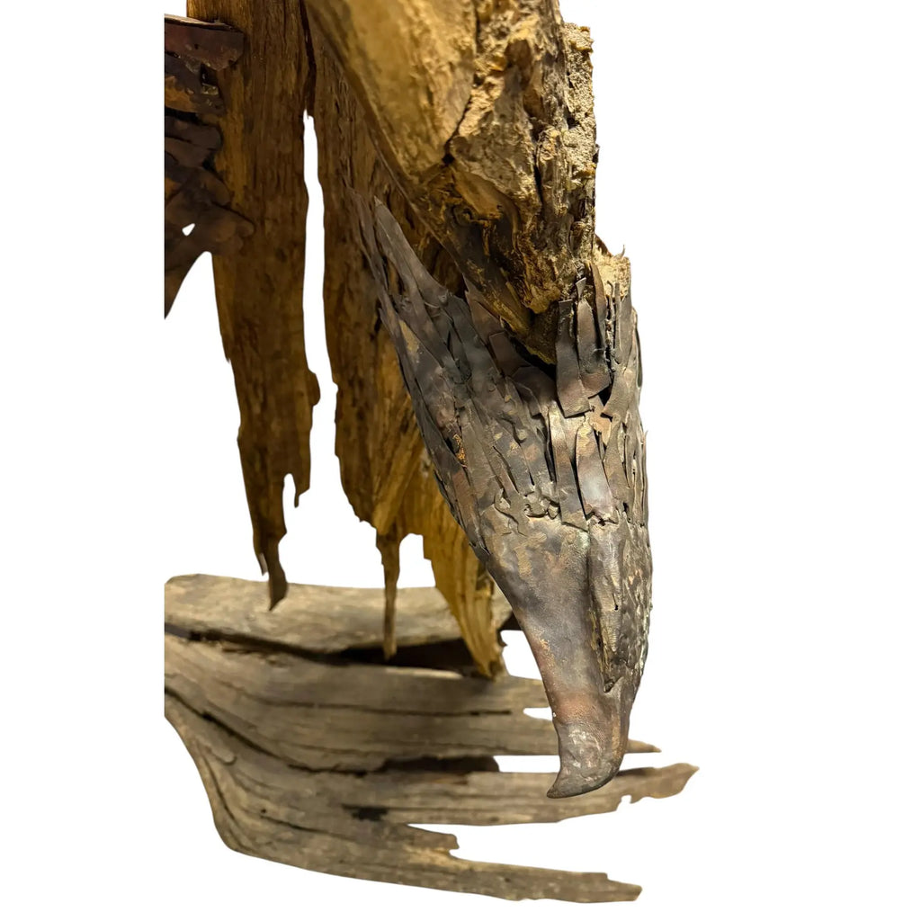 Monumental Lubomir Tomaszewski Signed Wood And Copper Bird Sculpture Seven Feet Tall