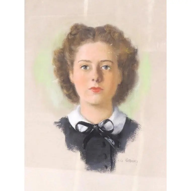 Mid Century Modern Watercolor Portrait By Vita Petrosky Solomon, Signed Original