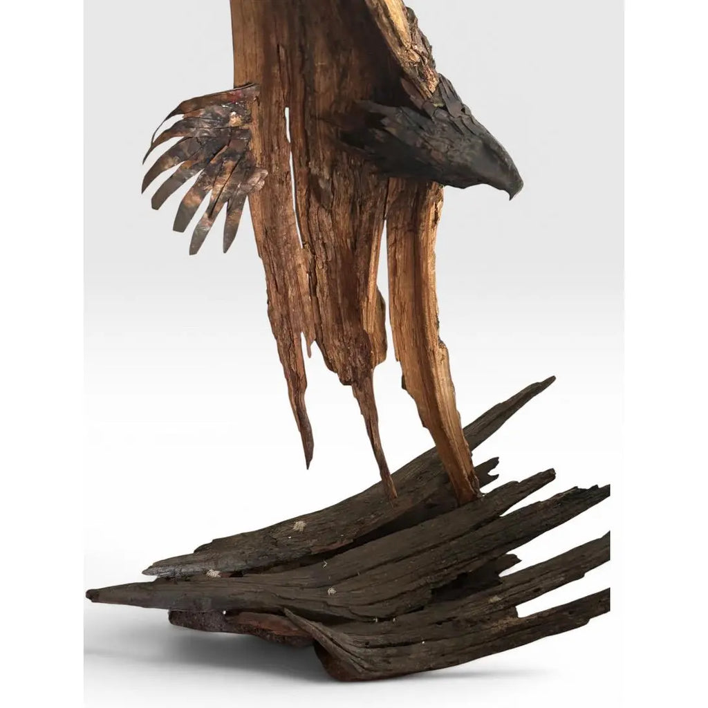 Monumental Lubomir Tomaszewski Signed Wood And Copper Bird Sculpture Seven Feet Tall