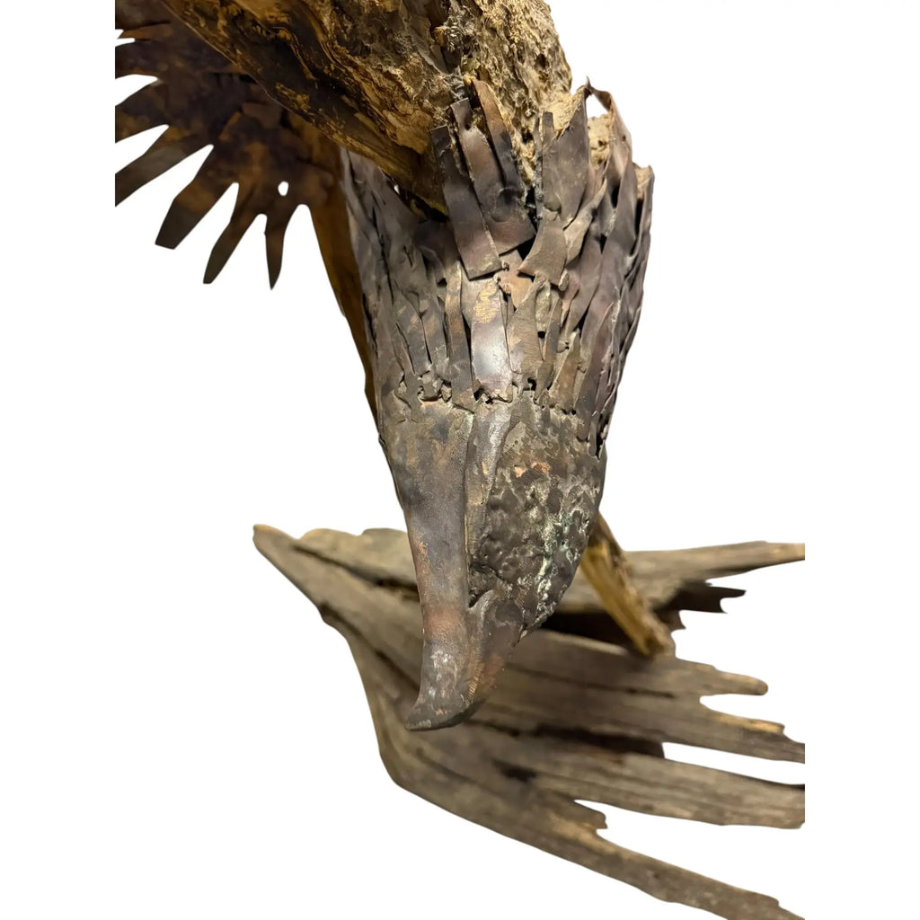 Monumental Lubomir Tomaszewski Signed Wood And Copper Bird Sculpture Seven Feet Tall
