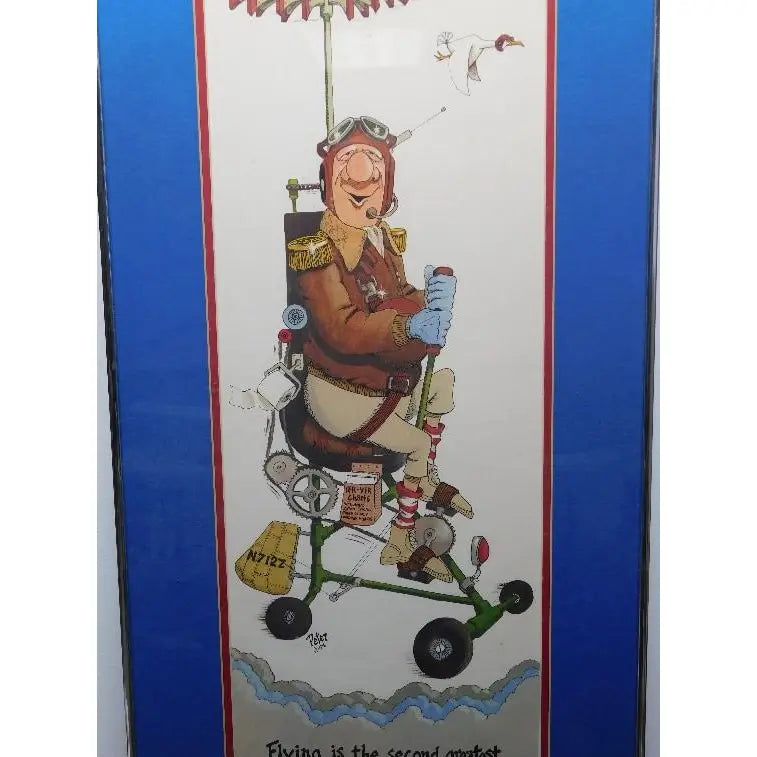 Vintage 1978 Peter Mulcahy Hand-Signed Aviation Satire